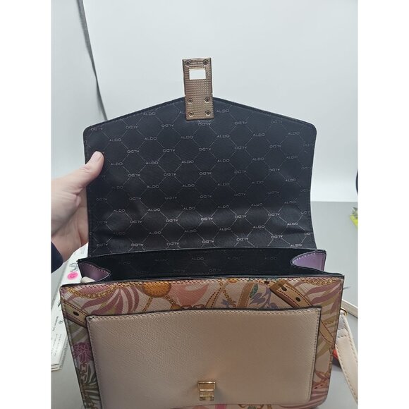 Aldo Shoulder  handbag women Floral Purple With Scarf New - Picture 6 of 8